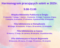 Harmonogram czynnych sobót 2025